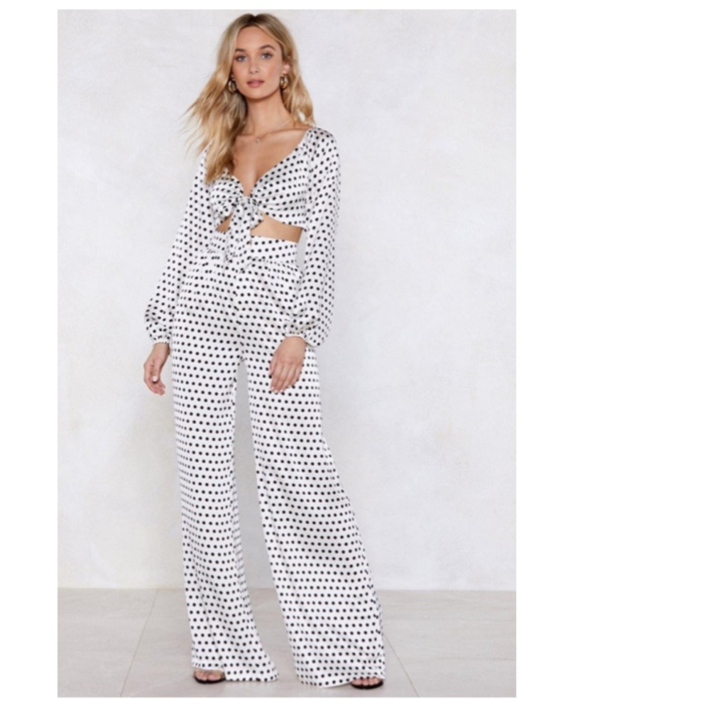 Walking in Cabo polka dot wide leg pants set